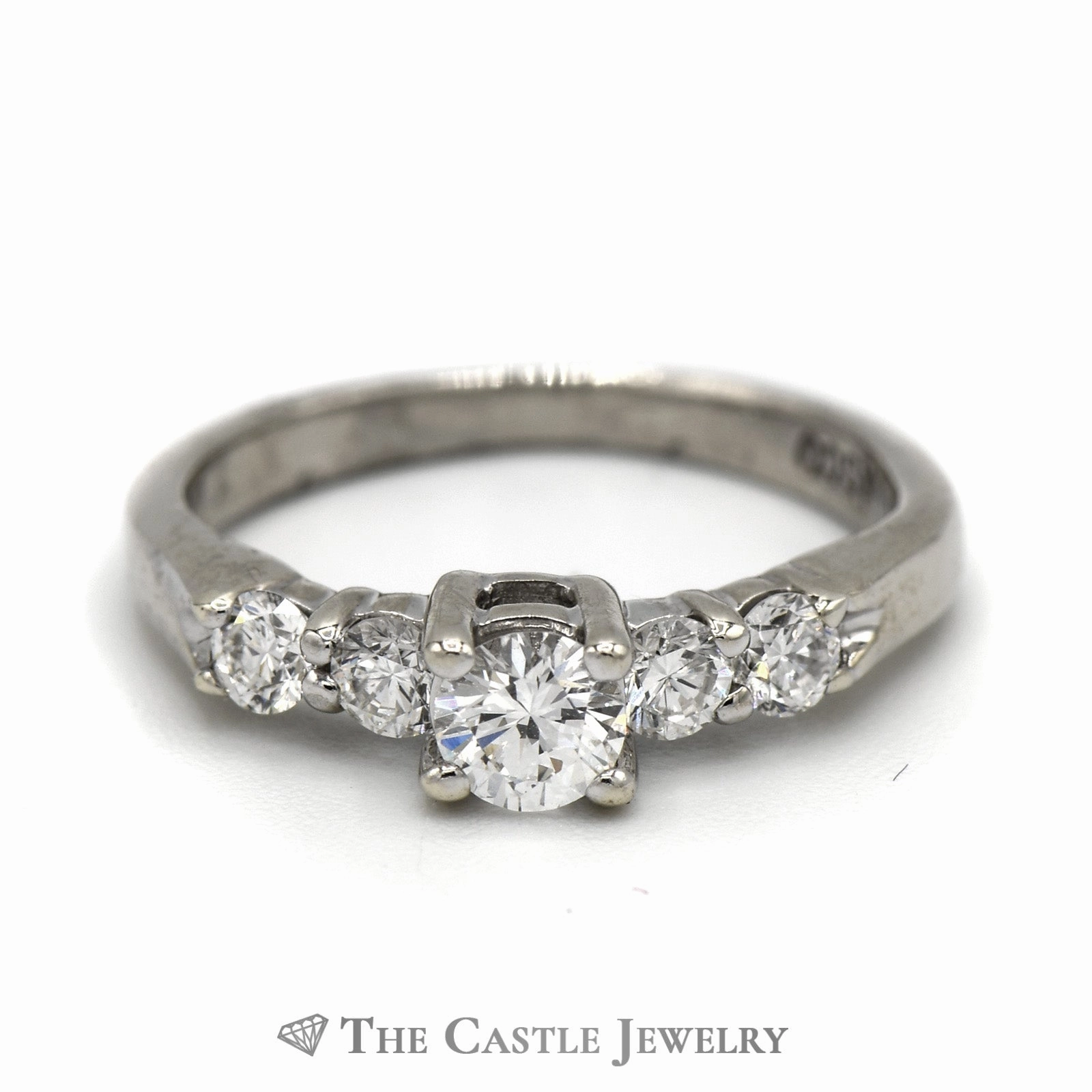 1/2cttw Round Diamond Enagagement Ring with Diamond Accented Sides in 14k White Gold Edwardian Style