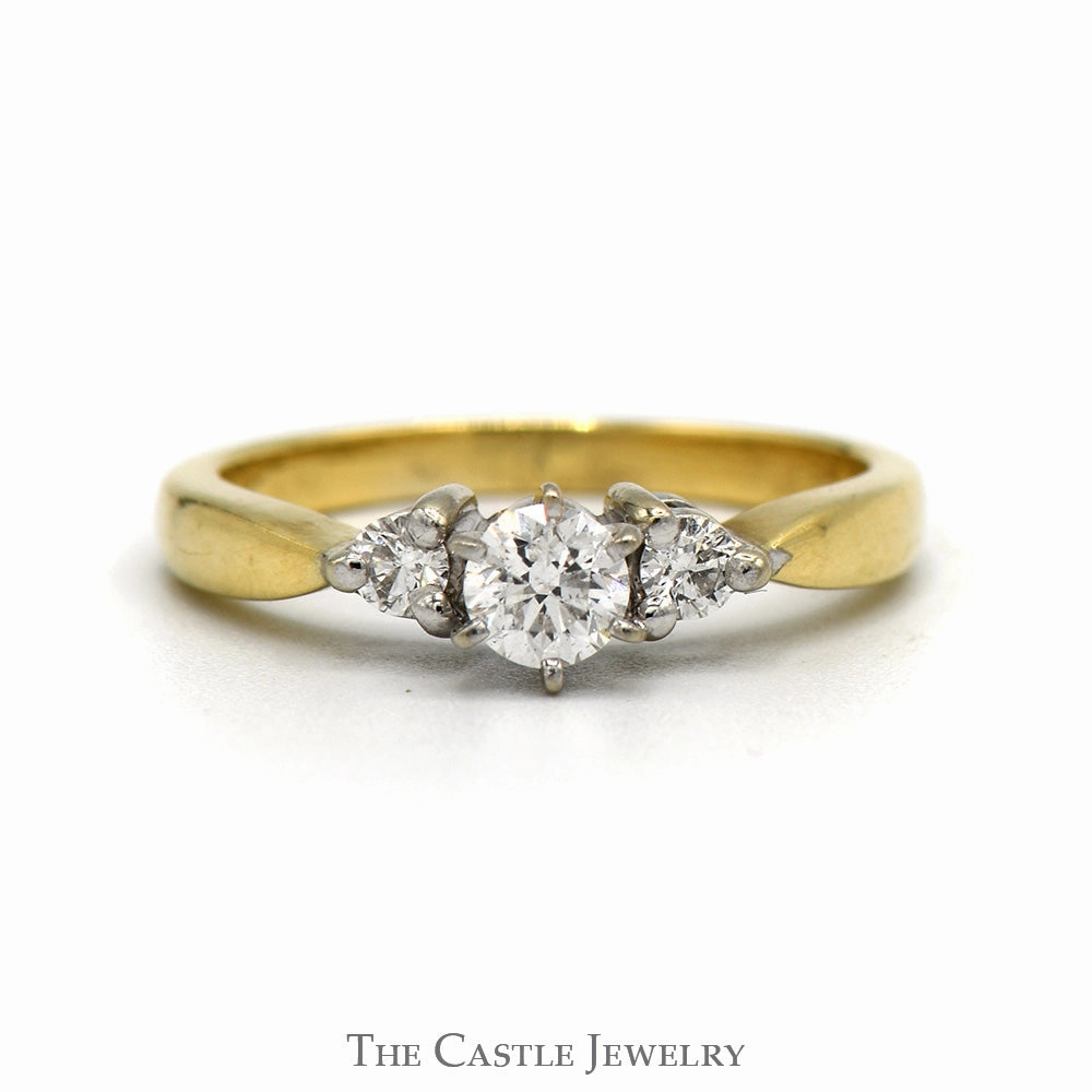 1/2cttw Three Stone Diamond Engagement Ring in 14k Yellow Gold Creative Craft