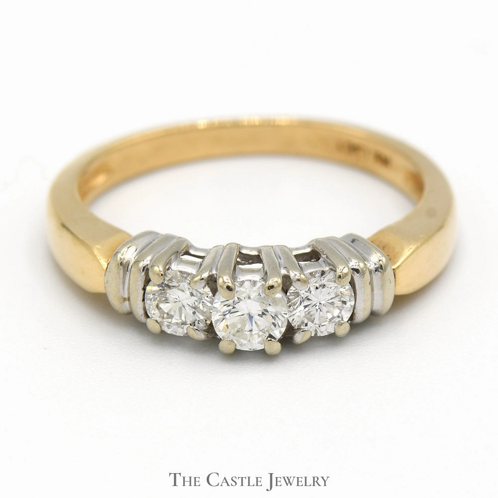 1/2cttw Three Stone Diamond Engagement Ring in 14k Yellow Gold Neutral Tone