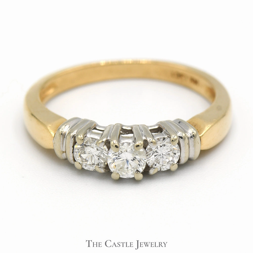 Superior Embellishment Gentle Simplicity 1/2cttw Three Stone Diamond Engagement Ring in 14k Yellow Gold