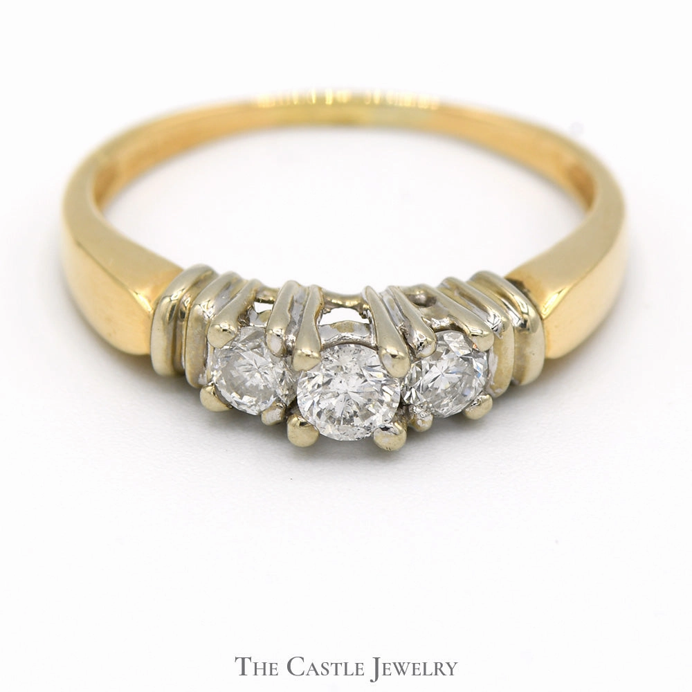 Chic piece Classic Adornment 1/2cttw Three Stone Diamond Engagement Ring in 14k Yellow Gold