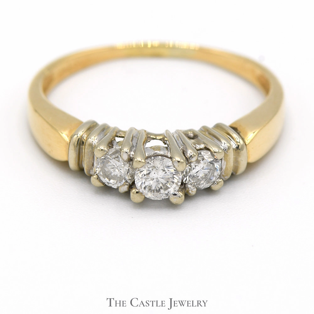 Customizable Look 1/2cttw Three Stone Diamond Engagement Ring in 14k Yellow Gold