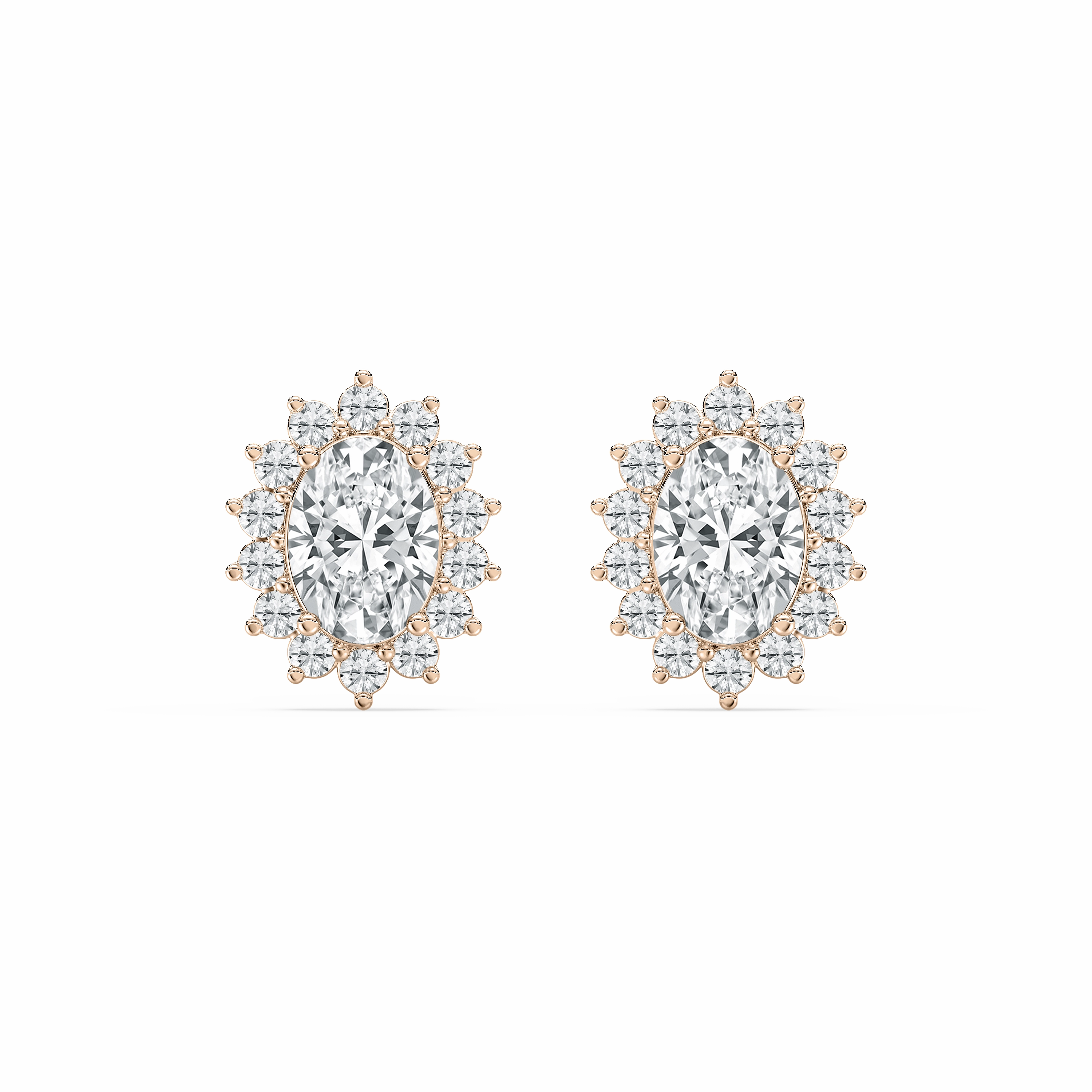 1 3?? ctw Oval and Round Lab Grown Diamond Halo Stud Earrings Star-Shaped Item