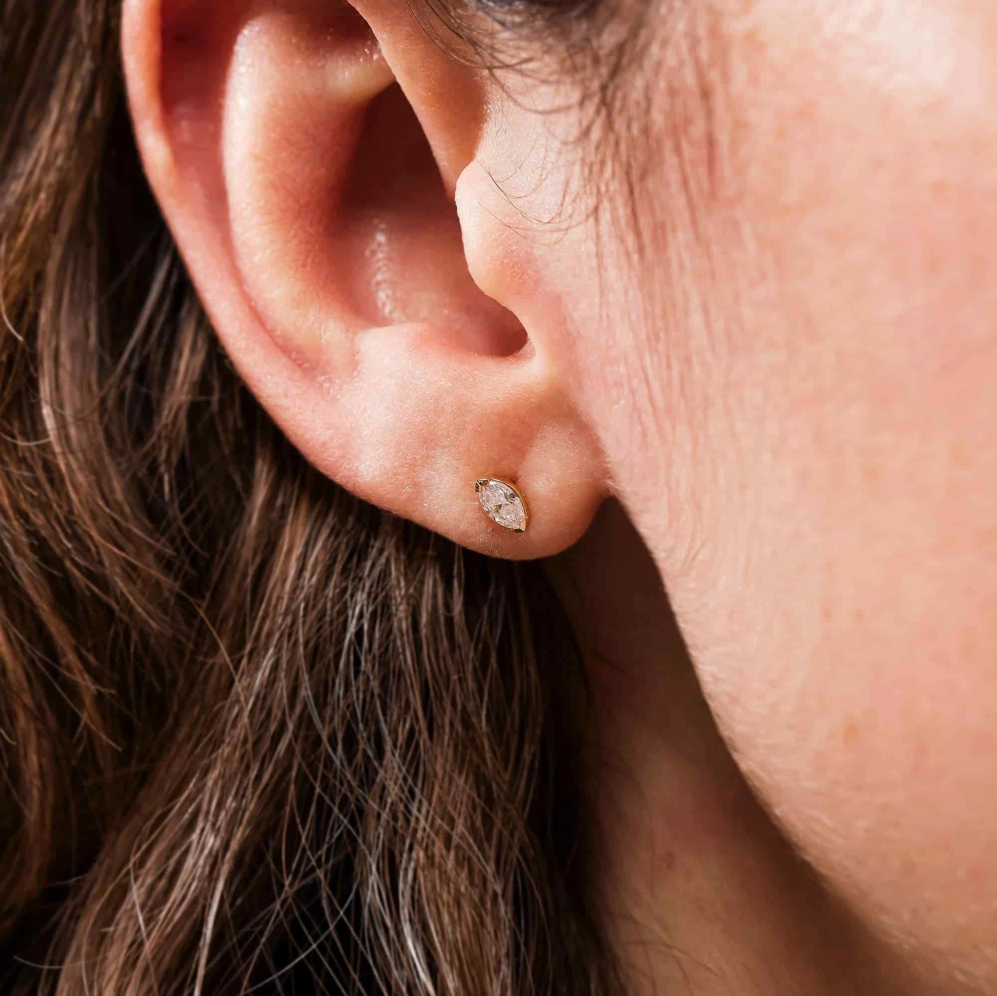 Glossy Accent Gorgeous Accent 1/3 ctw Marquise Lab Grown Diamond Petite Bezel Earrings