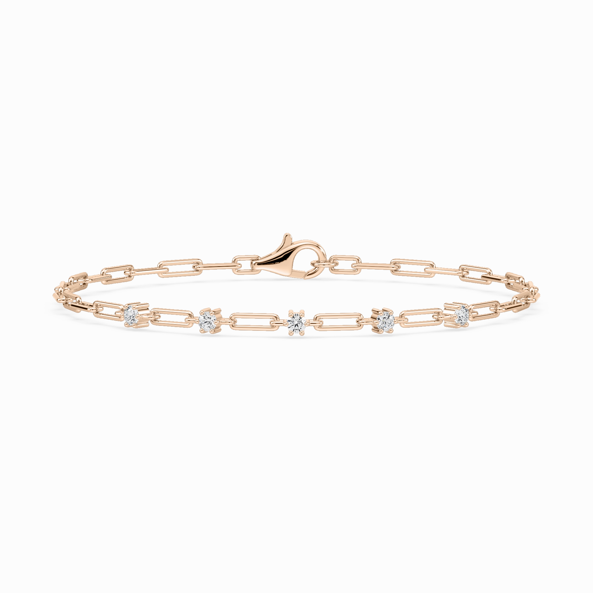 Retro Feels Name Recognition 1/4 ctw Round Lab Grown Diamond Five Station Paper Clip Bracelet  - 7 Inches
