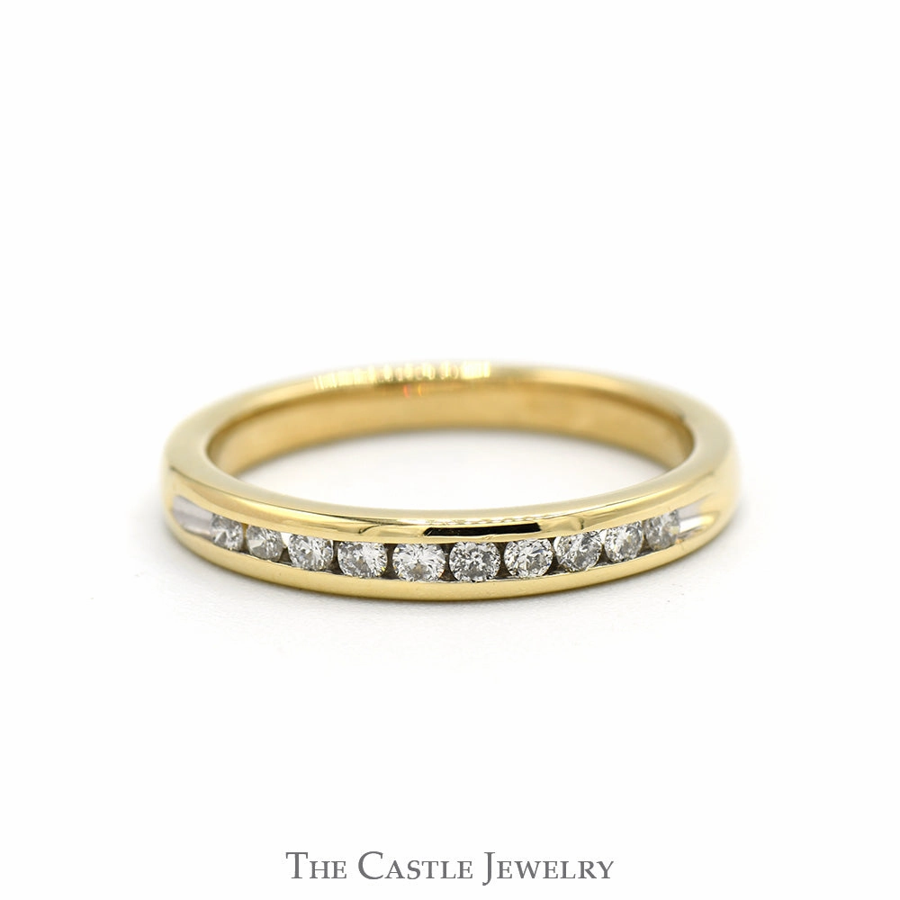 1/4cttw Round Channel Set Diamond Wedding Band in 14k Yellow Gold Modern Design