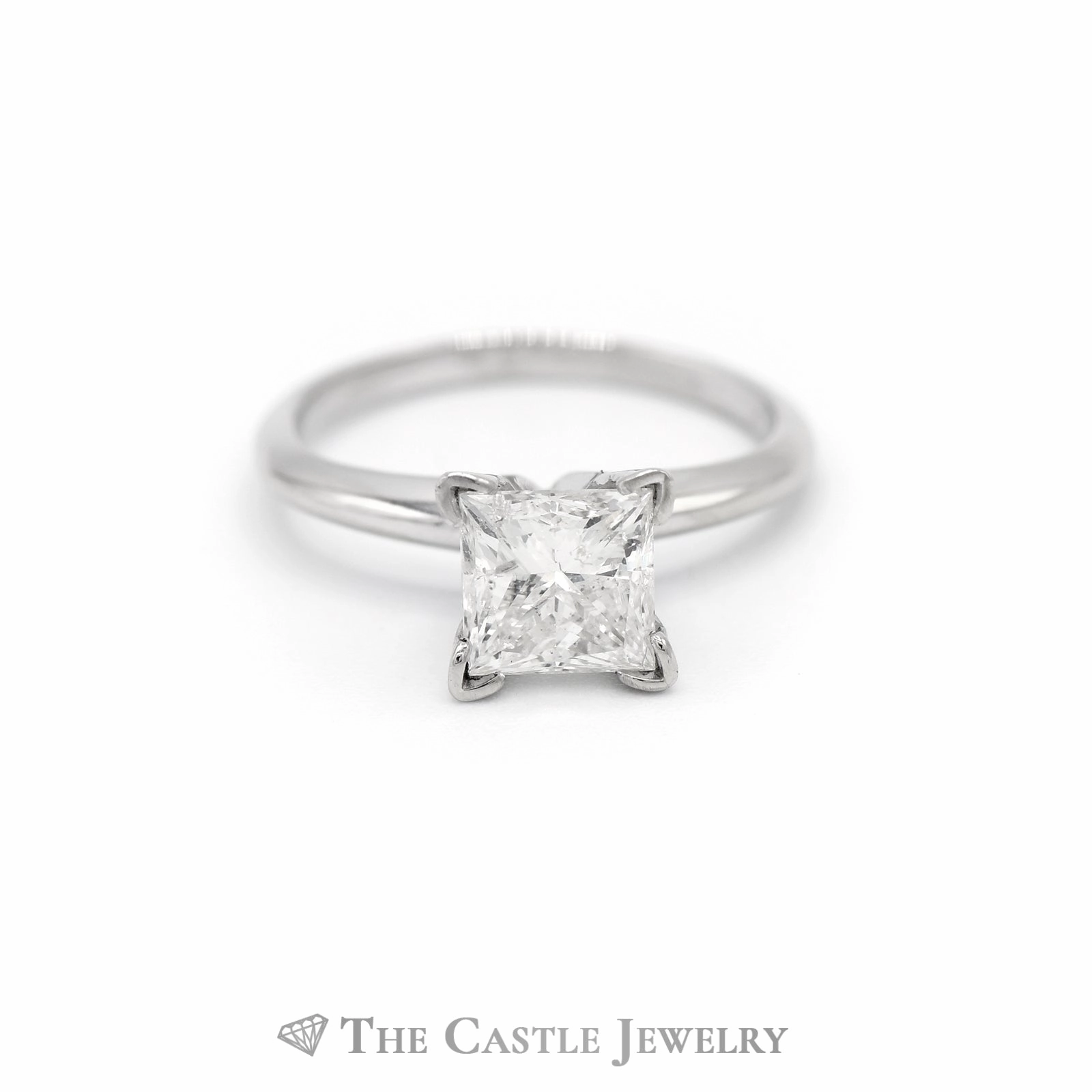 1.50CT Princess Cut Diamond Solitaire Engagement Ring in 14KT White Gold Artistic Insignia