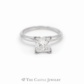 1.50CT Princess Cut Diamond Solitaire Engagement Ring in 14KT White Gold Exquisite Look Durable Craft