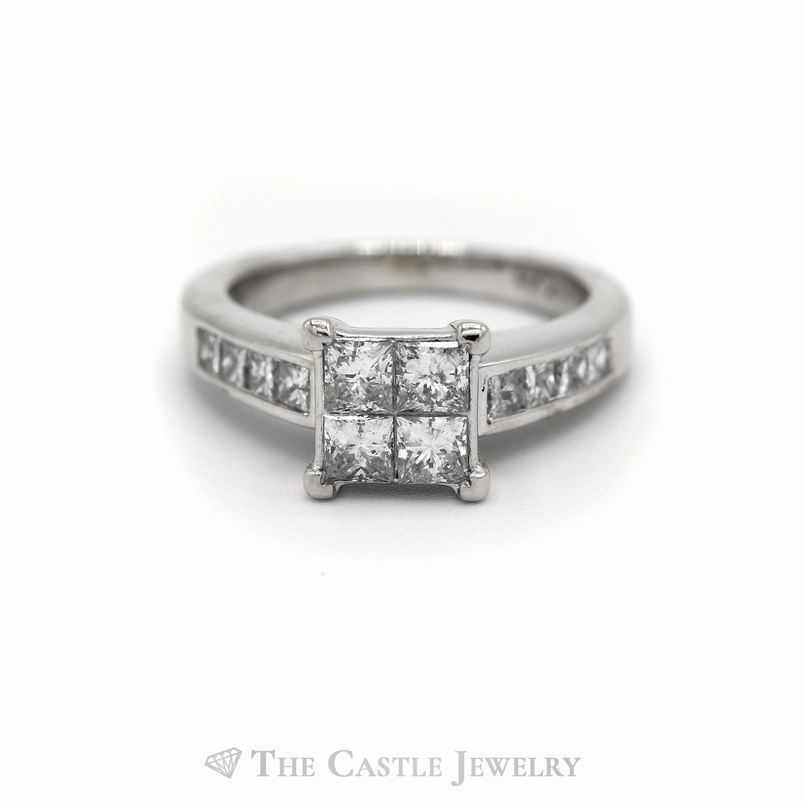 1.50CTTW Princess Cut Engagement Ring in Invisible Setting in 14KT White Gold Minimalist Token