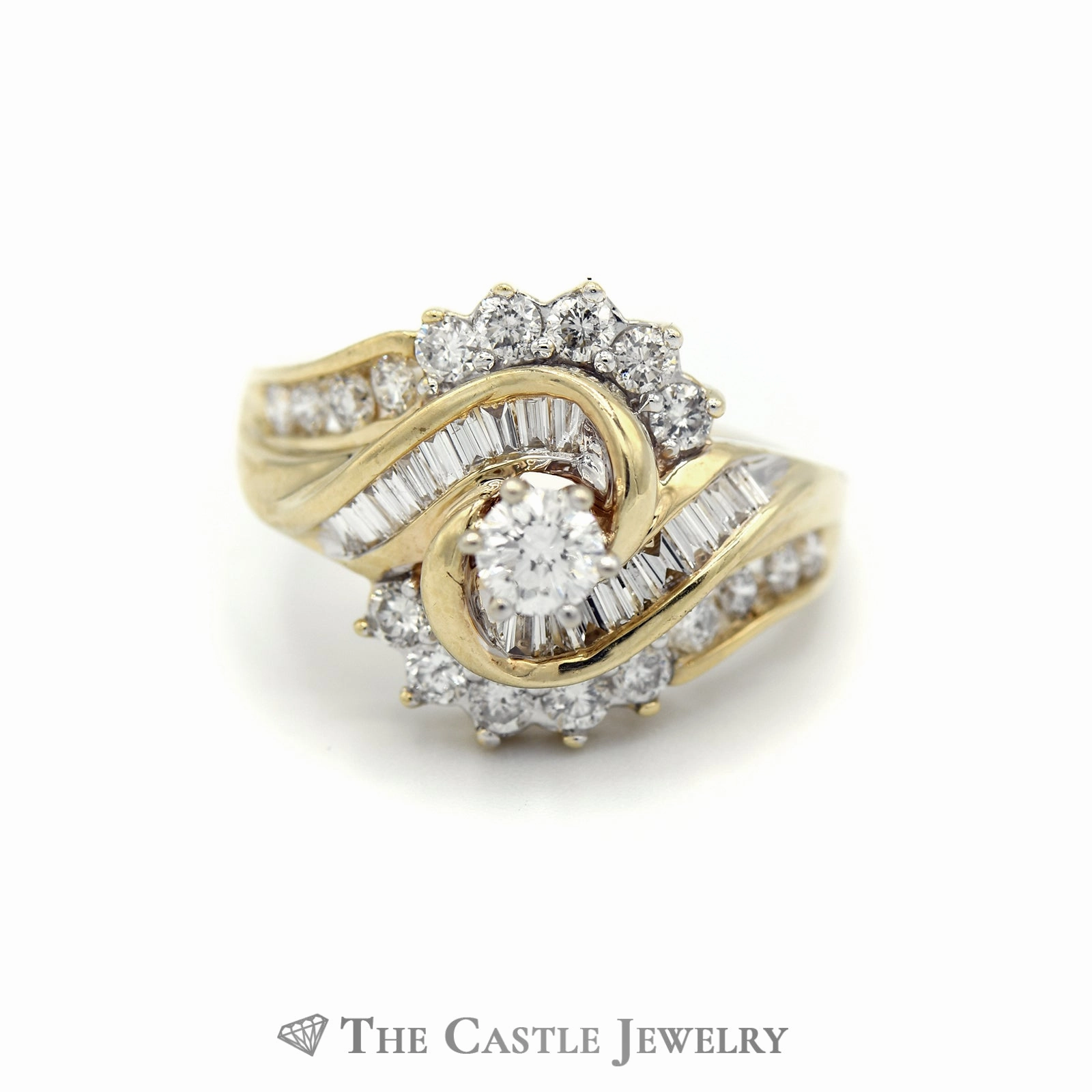 daily accessory Dashing Accent 1.5cttw Round Cut Diamond Engagement Ring with Diamond Swirl Design Accent