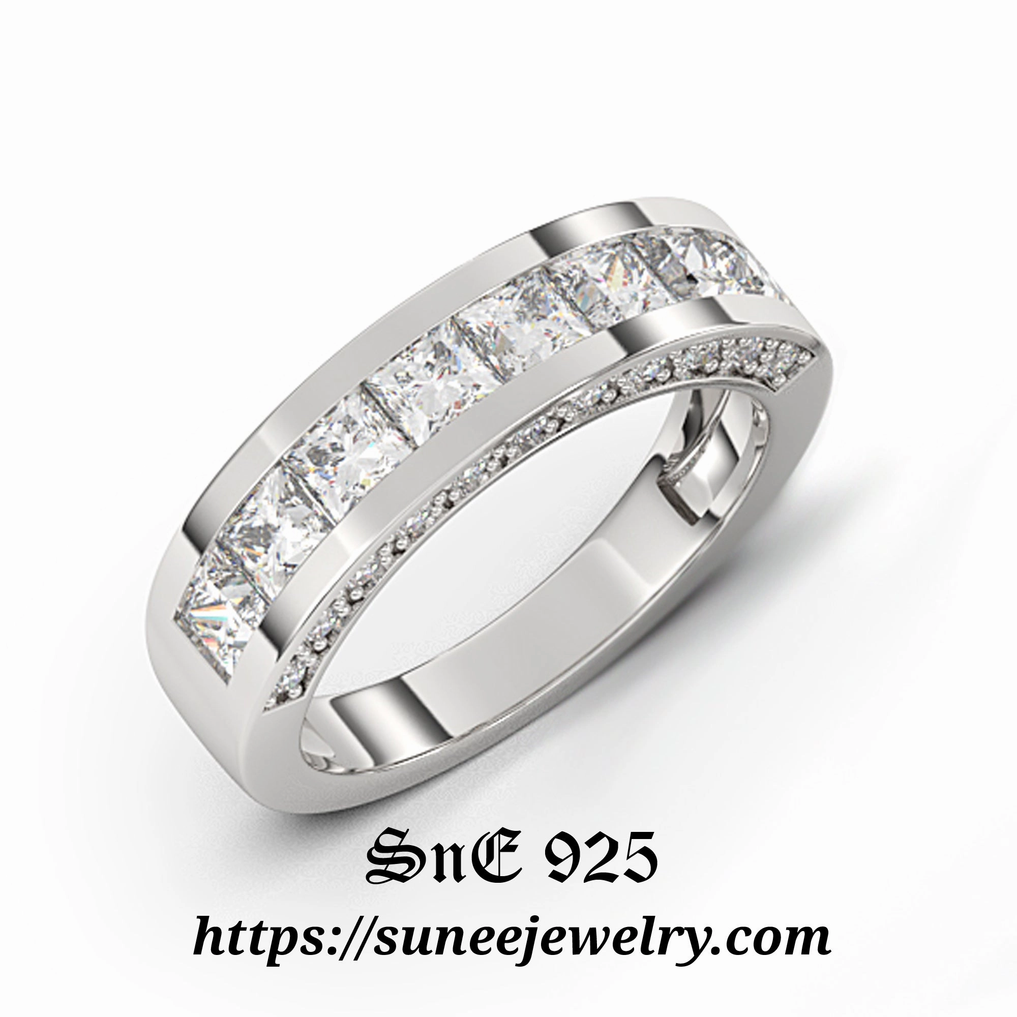 1.66ct Princess Cut Bridal Wedding Band Engagement Ring Diamond Simulated 925 Sterling Silver Anniversary Ring SKU:00143 Daily Expression Holiday Party