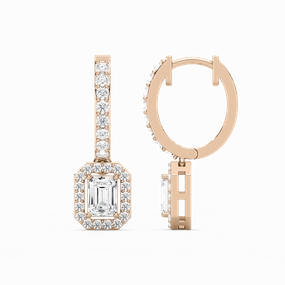 Substantial Decoration Refined Product 1 ?/? ctw Emerald Lab Grown Diamond Halo Drop Earrings