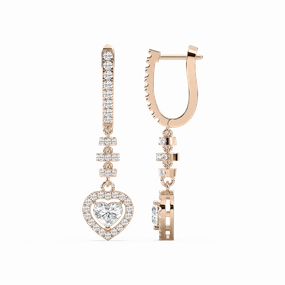 Attractive Essential 1 ?/? ctw Heart and Round Lab Grown Diamond Dangle Earrings