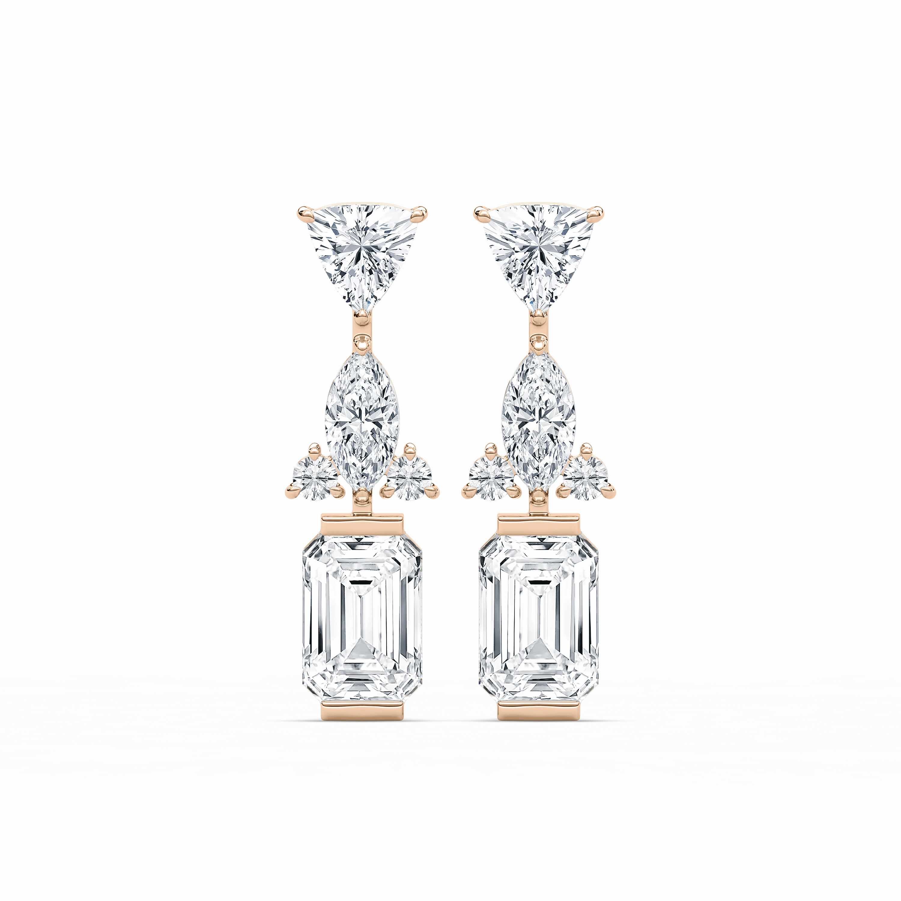 1 ? ctw Emerald, Marquise, Trillion, and Round Lab Grown Diamond Mixed Shapes Drop Earrings Beach Trinket Safe Finish