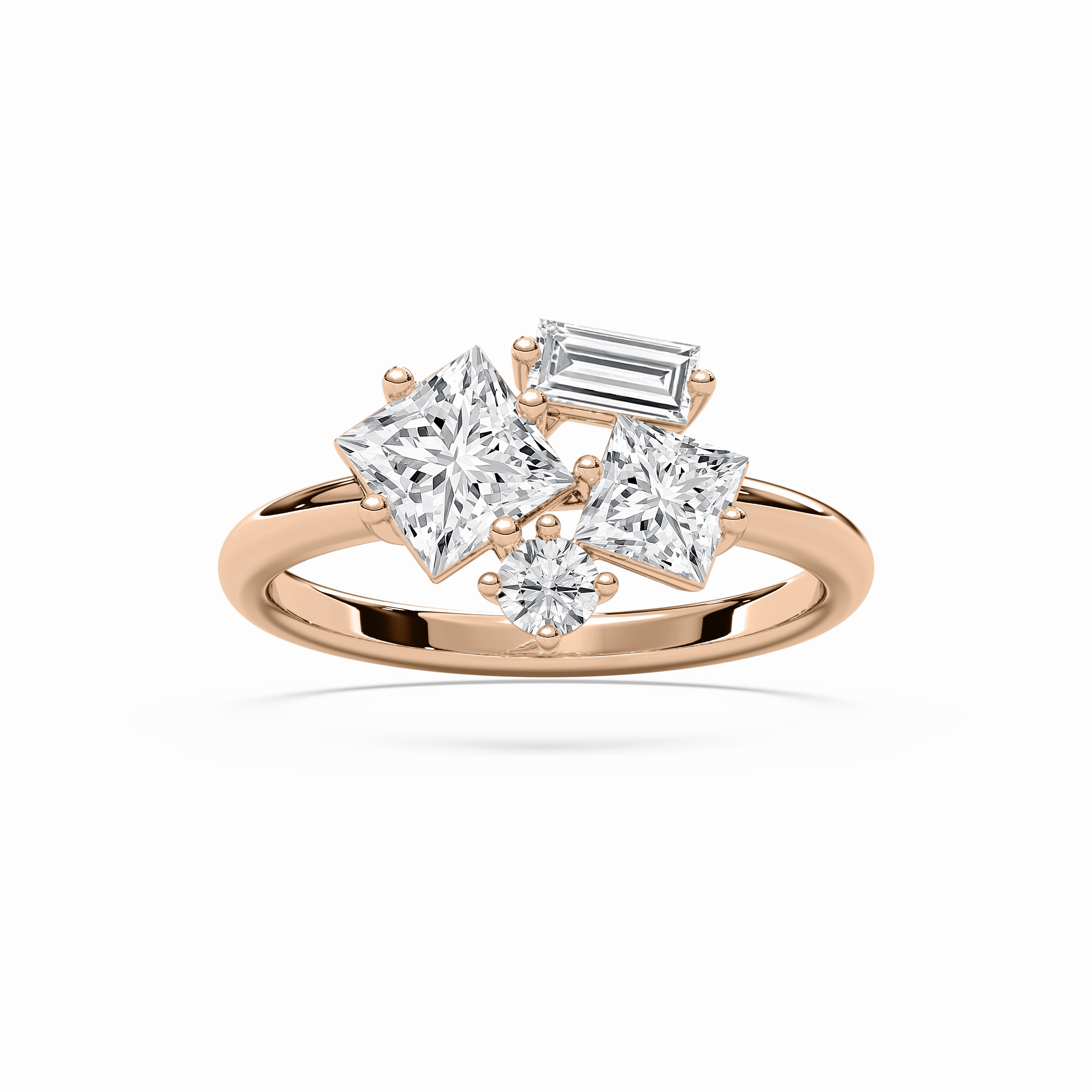 1 ? ctw Princess, Baguette and Round Lab Grown Diamond Mixed Shape Ring Exquisite Style Beauty Accessory