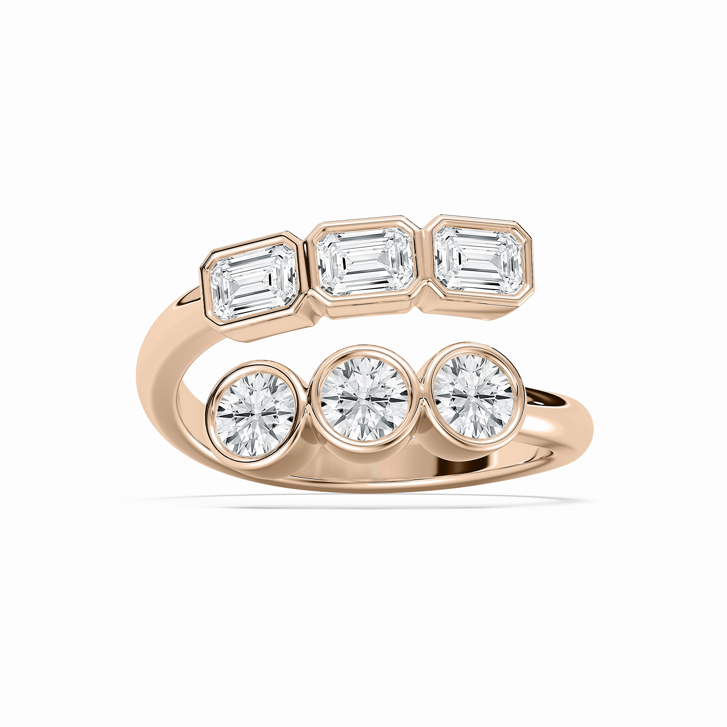 Artistic Jewelry 1 ? ctw Round and Emerald Lab Grown Diamond Bezel Bypass Ring