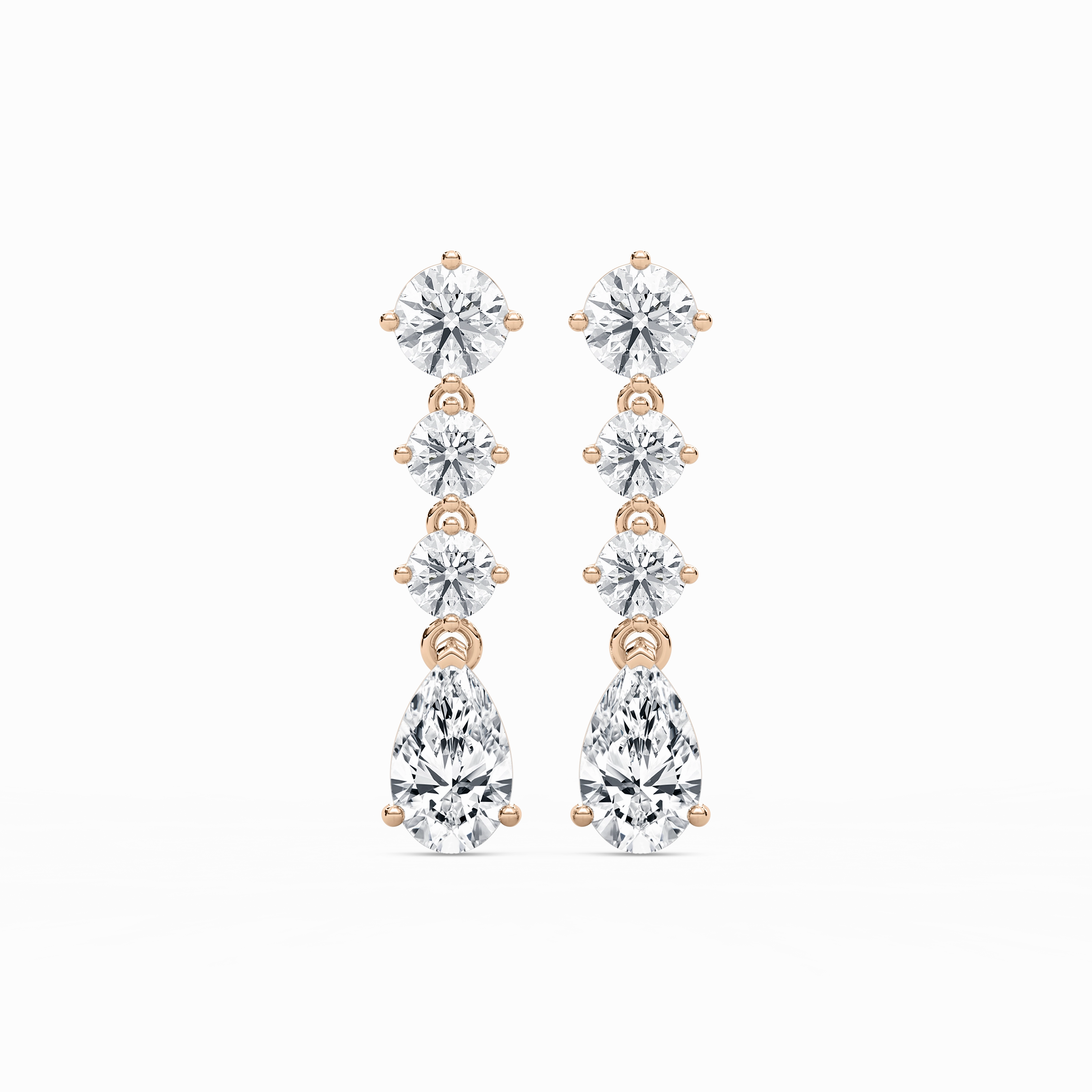 1? ??ctw Round and Pear Lab Grown Diamond Graduated Drop Earrings Large Accessory Circular Trinket