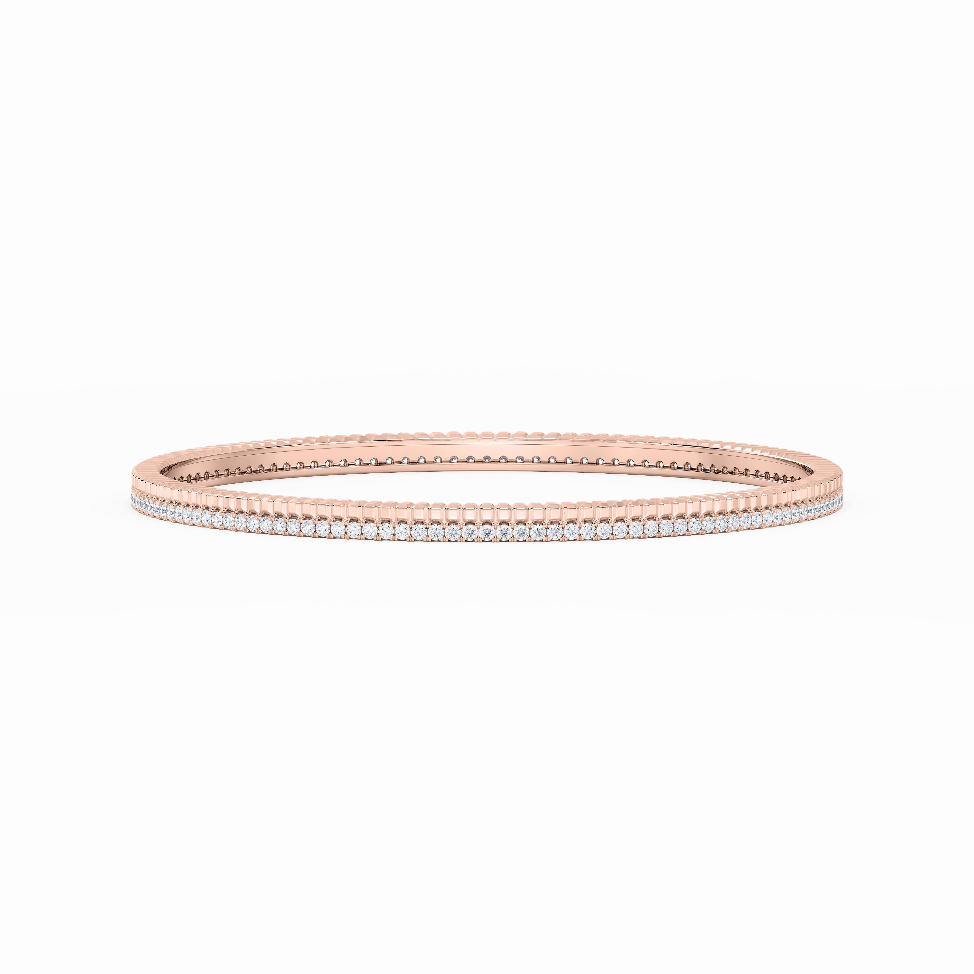 Fortunate Support Lucky Charms 1 ? ctw Round Lab Grown Diamond Double Row Bangle Bracelet  - 7.25 Inches