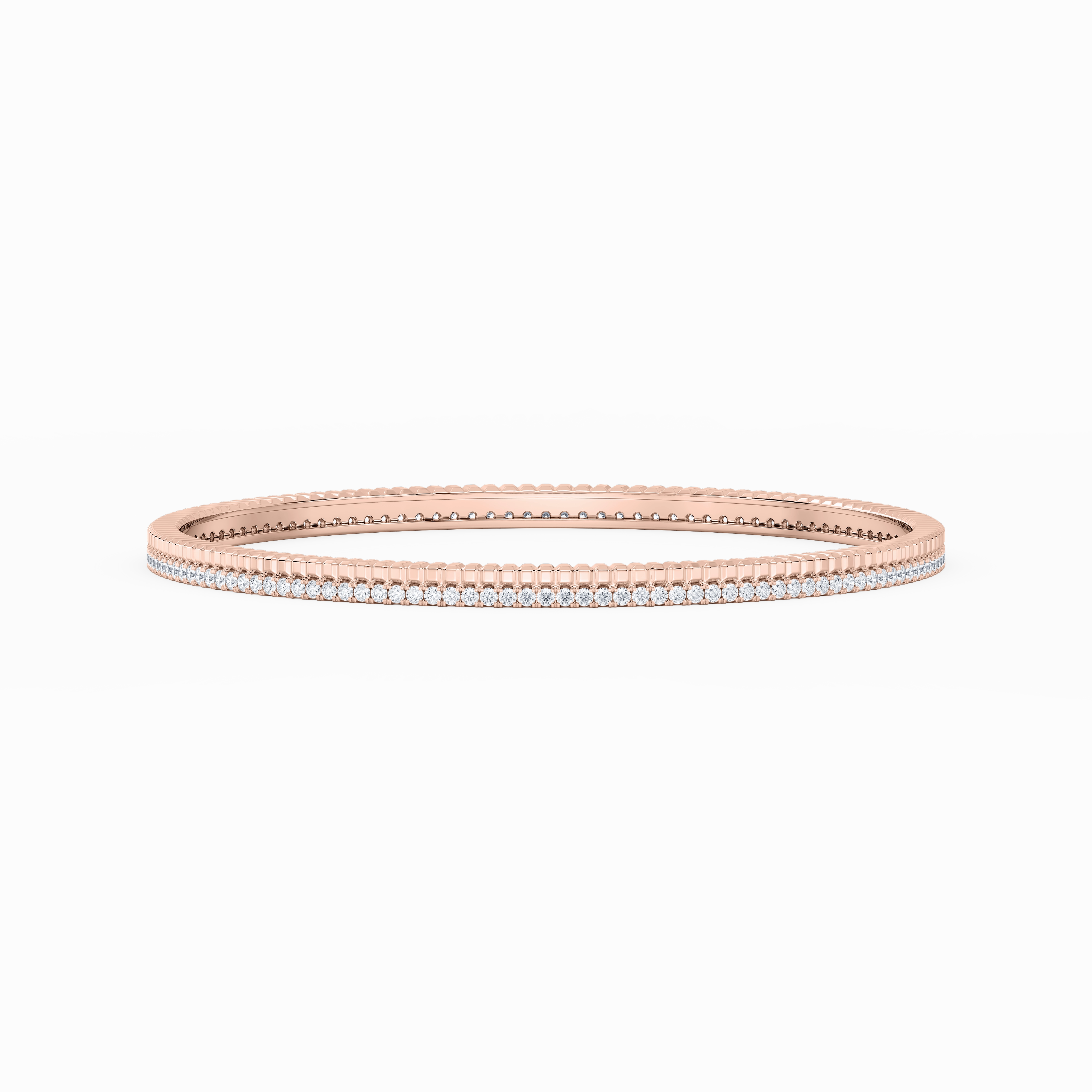 1 ? ctw Round Lab Grown Diamond Double Row Bangle Bracelet  - 7.25 Inches Significant Fusions