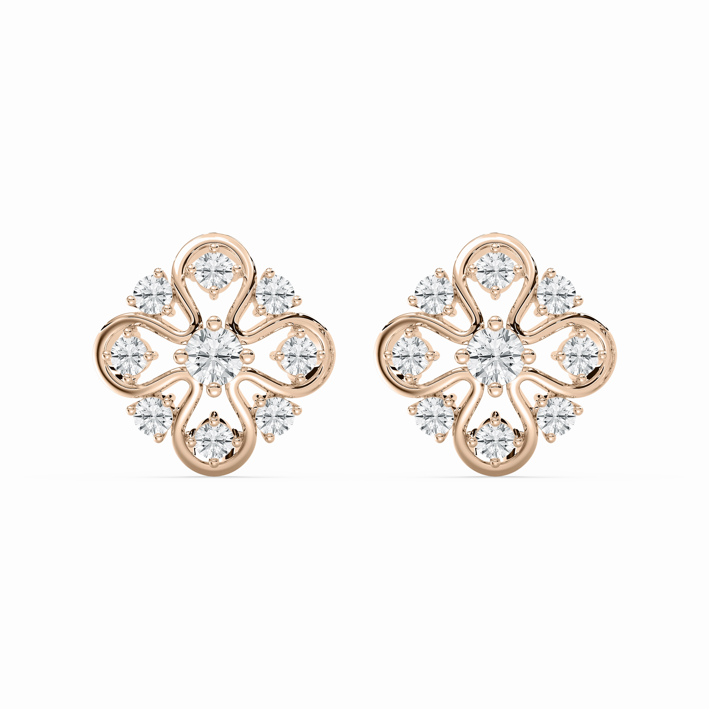 1 ? ctw Round Lab Grown Diamond Floral Filigree Stud Earrings Simple Style Chic Item