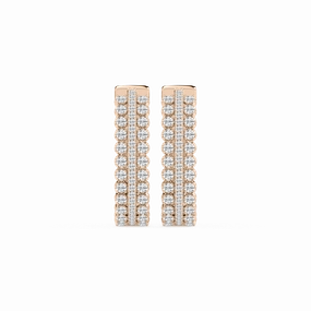 1 ? ctw Round Lab Grown Diamond Triple Row Hoop Earrings Industrial Piece