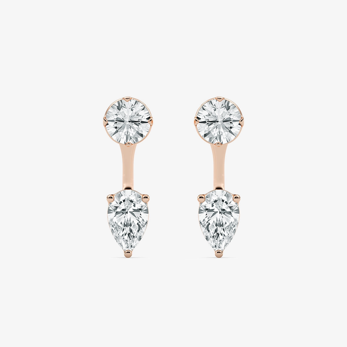 Stunning Adornment Stylish Finish 1 ctw Lab Grown Diamond Round Studs and Pear Earring Jacket Set