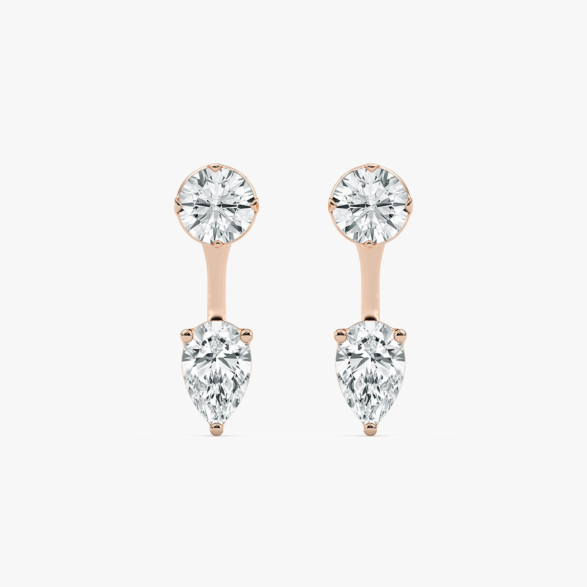 1 ctw Lab Grown Diamond Round Studs and Pear Earring Jacket Set Statement Item