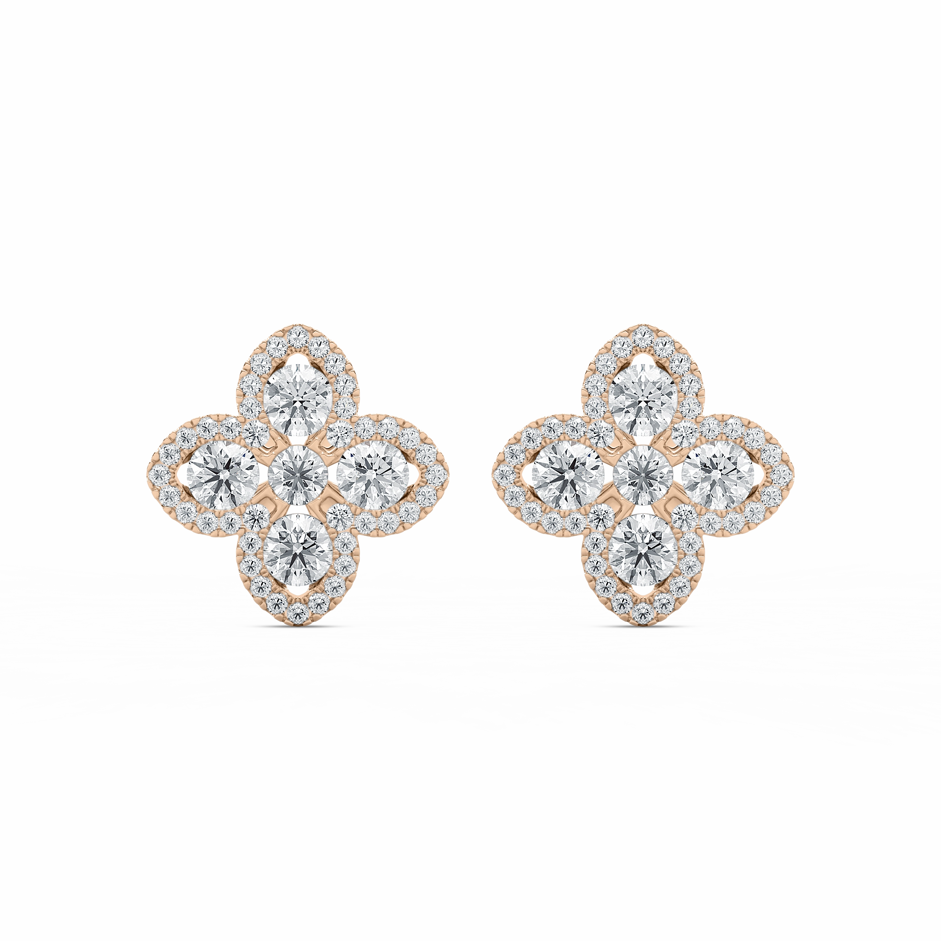 1 ?ctw Round Lab Grown Diamond Clover Stud Earrings Minimalist Decoration Evening Item