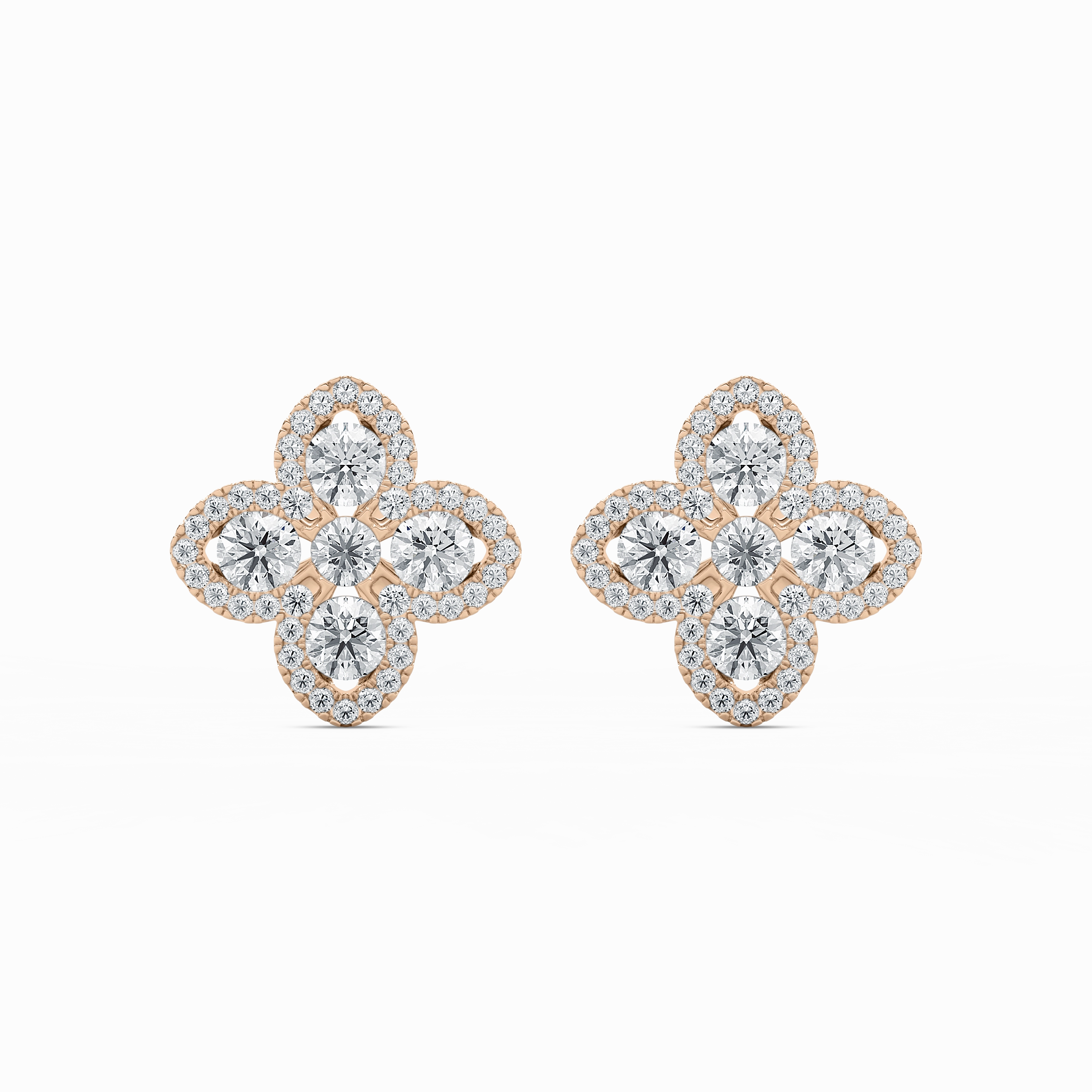 Charming Adornment 1 ?ctw Round Lab Grown Diamond Clover Stud Earrings