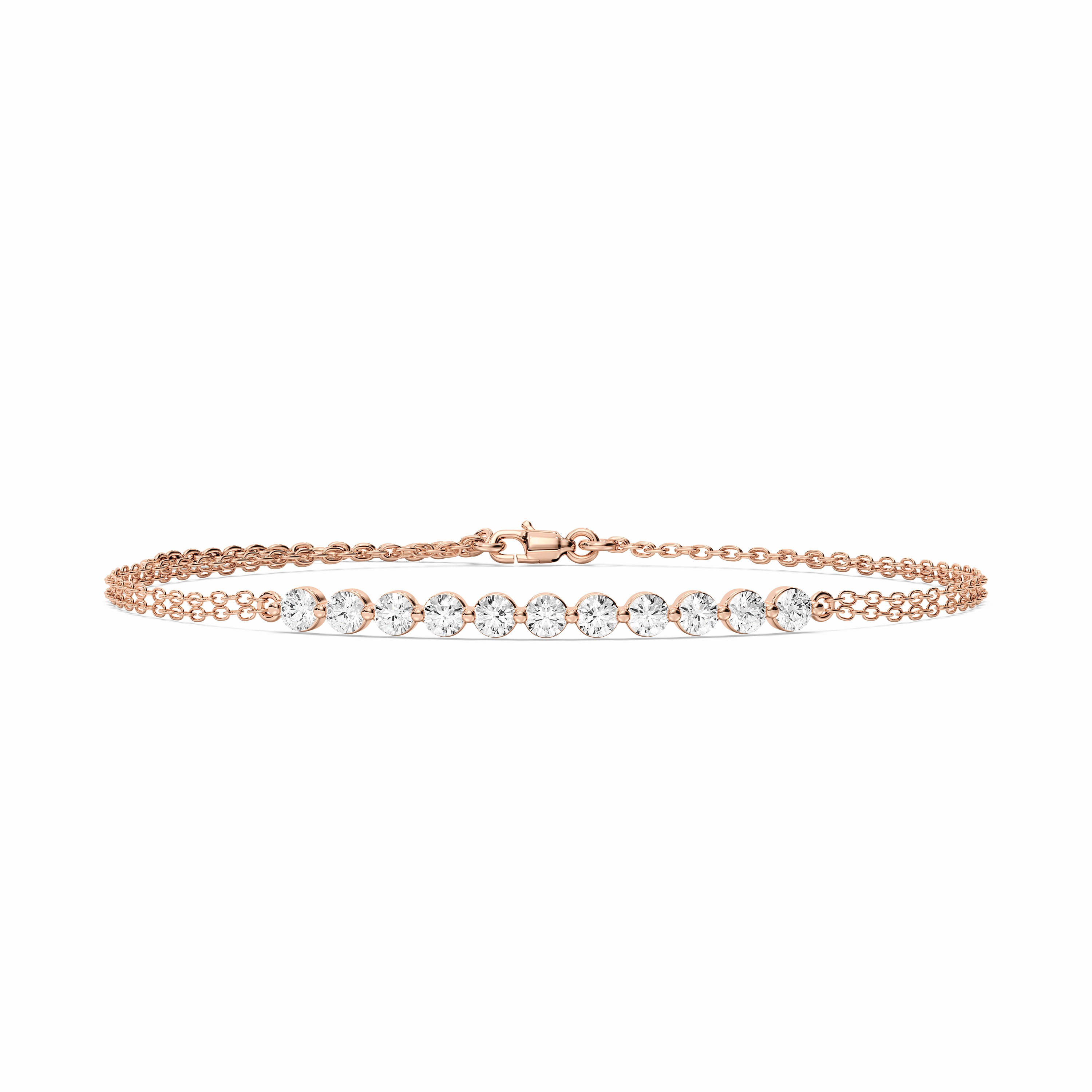 1 ctw Round Lab Grown Diamond Eleven Stone Chain Bracelet  - 7 Inches Sudden Vision Treasured Possession