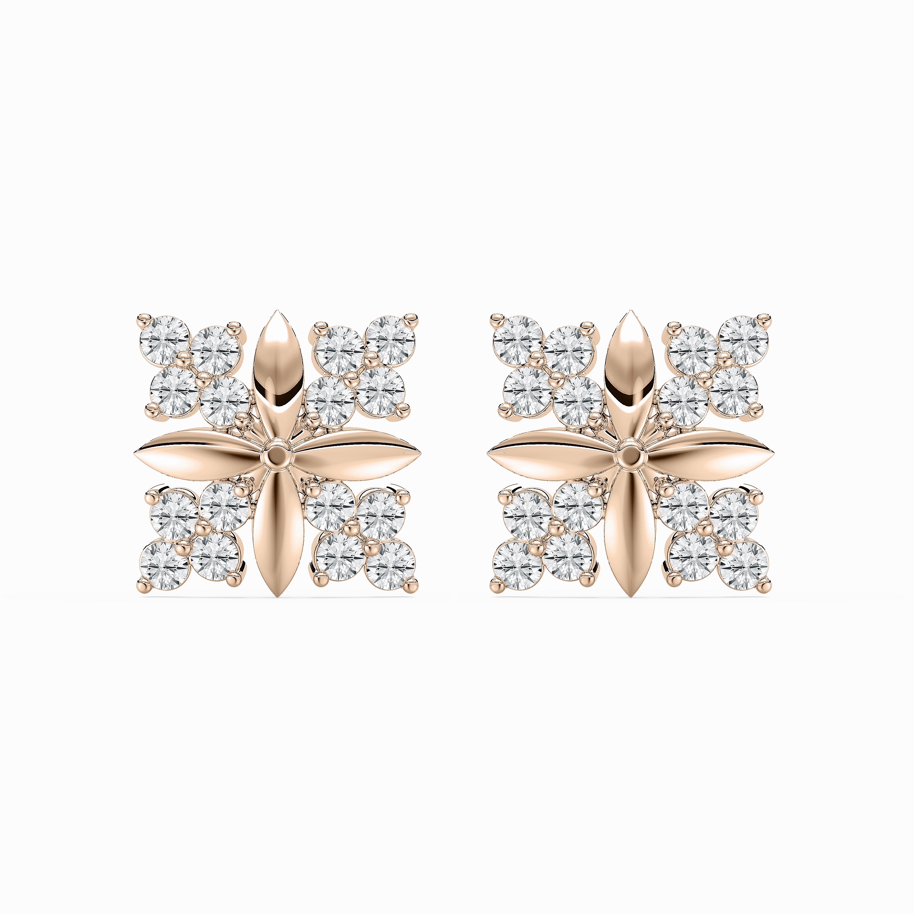 1 ctw Round Lab Grown Diamond Floral Point Cluster Stud Earrings Everyday Decoration Contemporary Option