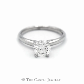 Polished Accessory Classic Emblem 1ct SI2, H Round Diamond Solitaire Engagement Ring in Platinum