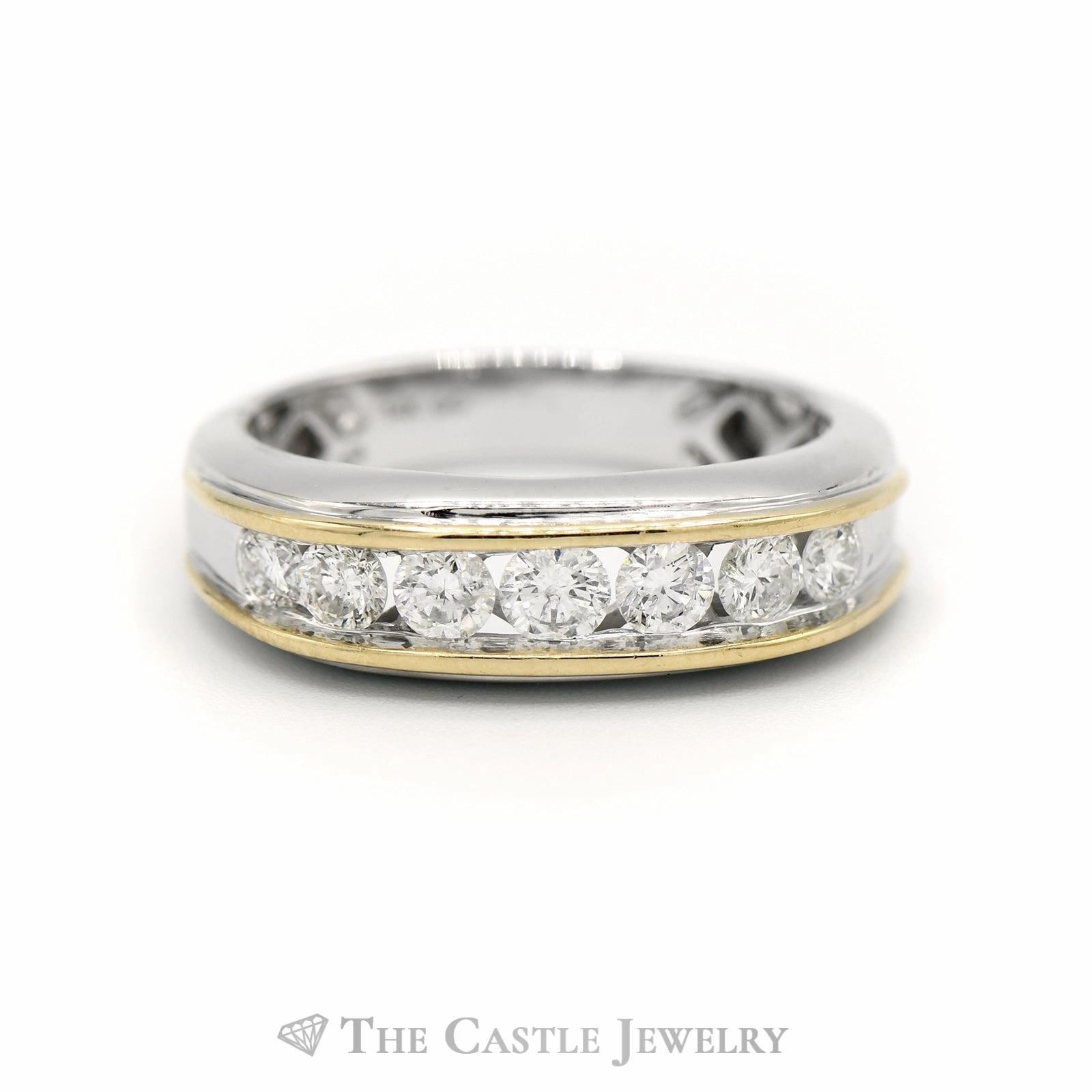 HighEnd Mark Meaningful Item 1cttw 7 Round Diamond Men's Band in Two Tone 14k White & Yellow Gold