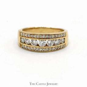 Amazing Art 1cttw Channel Set Diamond Band with Diamond Accents in 14k Yellow Gold