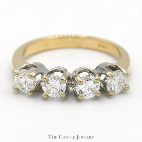 1cttw Four Round Brilliant Cut Diamond Band in 14k Yellow Gold Amazing Craft