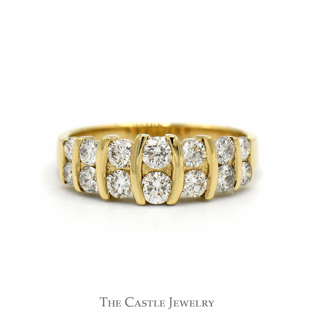 1cttw Multi Row Channel Set Diamond Gabriel & Co Designer Ring in 14k Yellow Gold Luxury Mark Daily Motion
