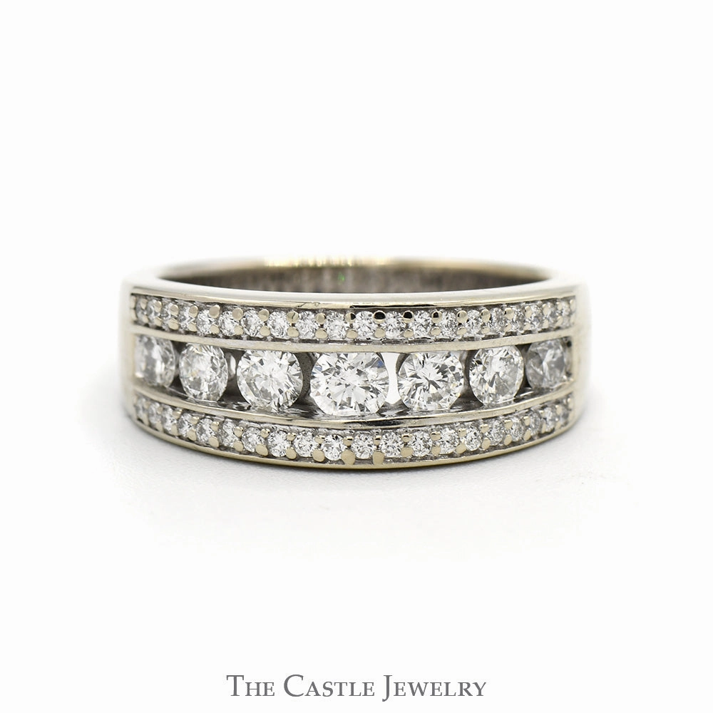 1cttw Round Diamond Wedding/Anniversary Band in 14k White Gold Present Day Artistic Piece