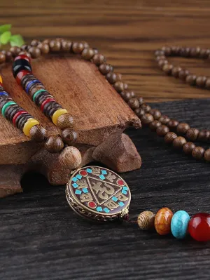 1pc Pendant Necklace Beaded Necklace For Men's Women's Synthetic Ruby Red Party Evening Street Gift Wooden Resin Alloy Beads Animal / Long Necklace