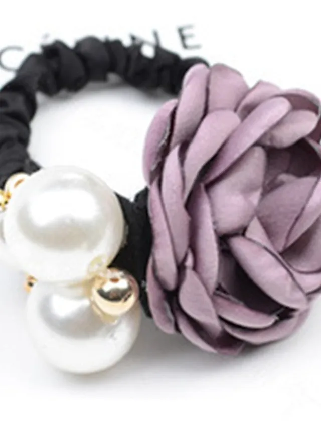 1pc Women's Hair Ties Scrunchie For Street Daily Holiday Handmade Pearl Fabric Light Pink Light Purple Green