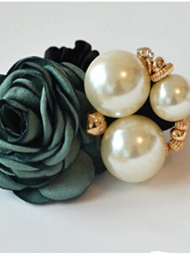1pc Women's Hair Ties Scrunchie For Street Daily Holiday Handmade Pearl Fabric Light Pink Light Purple Green