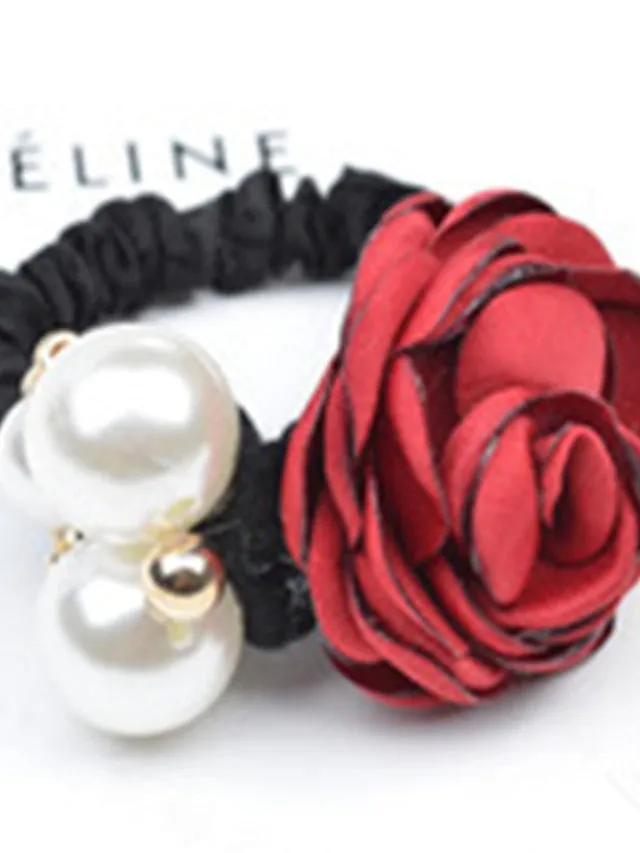 1pc Women's Hair Ties Scrunchie For Street Daily Holiday Handmade Pearl Fabric Light Pink Light Purple Green