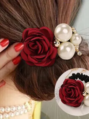 1pc Women's Hair Ties Scrunchie For Street Daily Holiday Handmade Pearl Fabric Light Pink Light Purple Green