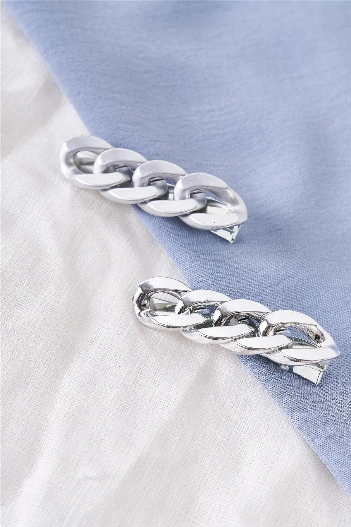 1pcs Matte Silver Chain Link Alligator Hair Clip
