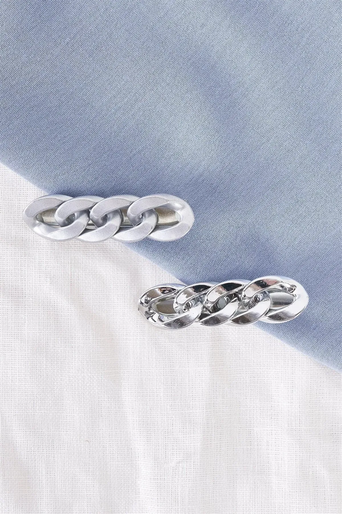 1pcs Matte Silver Chain Link Alligator Hair Clip