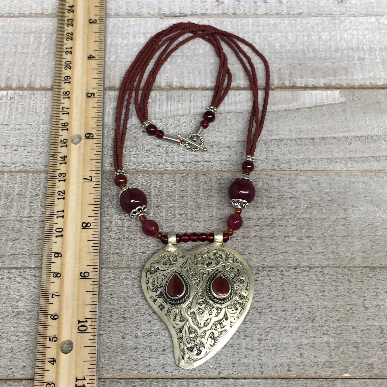 1pc,Turkmen Necklace Pendant Statement Tribal Red Carnelian Beaded,20-21",BN66