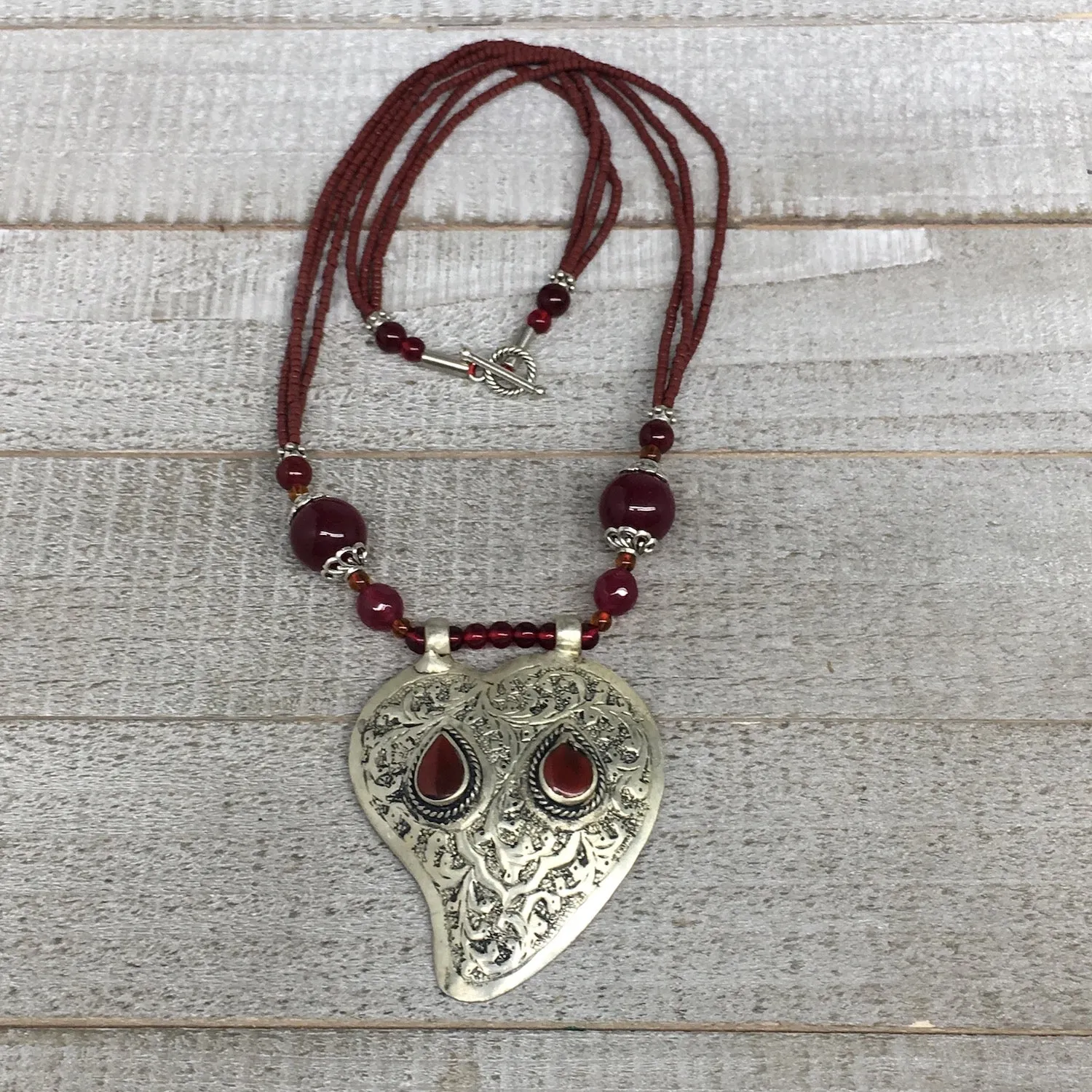 1pc,Turkmen Necklace Pendant Statement Tribal Red Carnelian Beaded,20-21",BN66