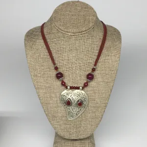 1pc,Turkmen Necklace Pendant Statement Tribal Red Carnelian Beaded,20-21",BN66