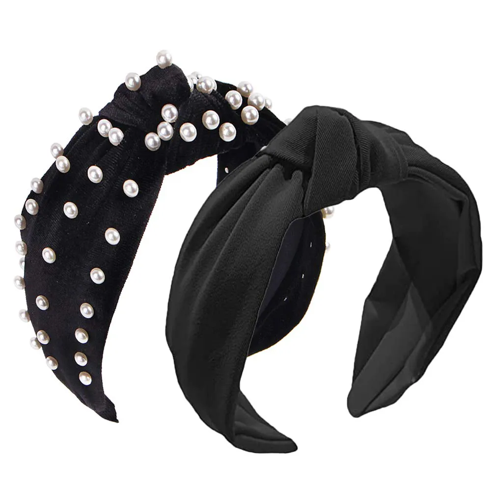 2 Pack Bow Knotted Wide Headbands