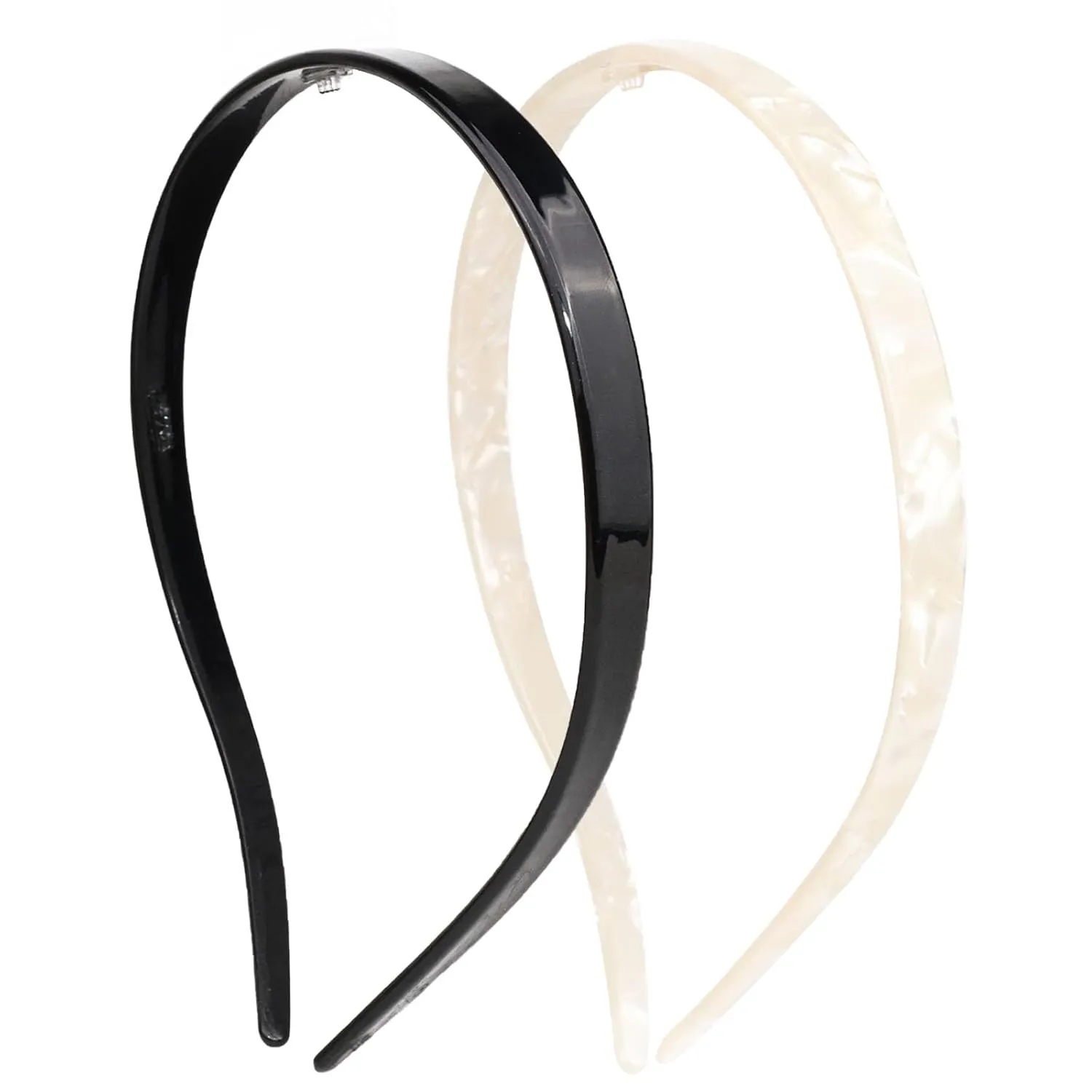 2 Pack Comfortable Eyewear Headbands for Women - Skinny Acetic Acid Headbands (Black, White)