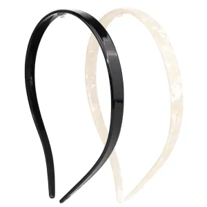 2 Pack Comfortable Eyewear Headbands for Women - Skinny Acetic Acid Headbands (Black, White)